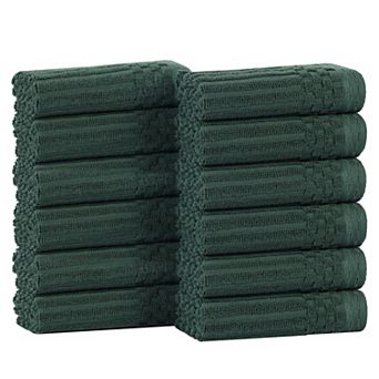 SUPERIOR 12 pc Soho Ribbed Textured Cotton Ultra-Absorbent Washcloths Set