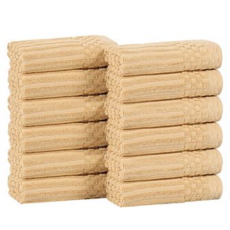 SUPERIOR 12 pc Soho Ribbed Textured Cotton Ultra-Absorbent Washcloths Set
