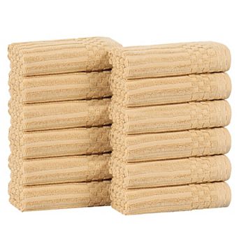 SUPERIOR 12 pc Soho Ribbed Textured Cotton Ultra-Absorbent Washcloths Set