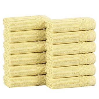 SUPERIOR 12 pc Soho Ribbed Textured Cotton Ultra-Absorbent Washcloths Set