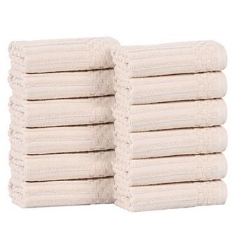SUPERIOR 12 pc Soho Ribbed Textured Cotton Ultra-Absorbent Washcloths Set
