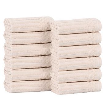 SUPERIOR 12 pc Soho Ribbed Textured Cotton Ultra-Absorbent Washcloths Set