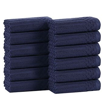 SUPERIOR 12 pc Soho Ribbed Textured Cotton Ultra-Absorbent Washcloths Set