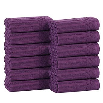 SUPERIOR 12 pc Soho Ribbed Textured Cotton Ultra-Absorbent Washcloths Set