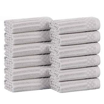 SUPERIOR 12 pc Soho Ribbed Textured Cotton Ultra-Absorbent Washcloths Set