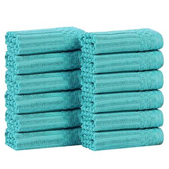 SUPERIOR 12 pc Soho Ribbed Textured Cotton Ultra-Absorbent Washcloths Set