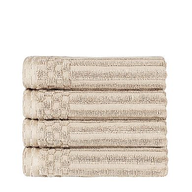 SUPERIOR 4-piece Soho Ribbed Textured Cotton Hand Towel Set