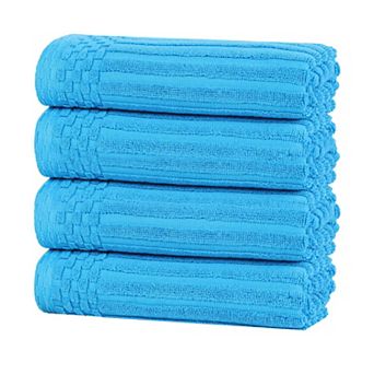 SUPERIOR 4 pc Soho Ribbed Textured Cotton Hand Towel Set