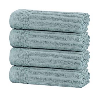 SUPERIOR 4 pc Soho Ribbed Textured Cotton Hand Towel Set