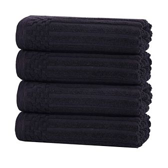 SUPERIOR 4 pc Soho Ribbed Textured Cotton Hand Towel Set