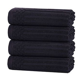 SUPERIOR 4 pc Soho Ribbed Textured Cotton Hand Towel Set