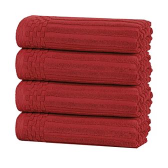 SUPERIOR 4 pc Soho Ribbed Textured Cotton Hand Towel Set