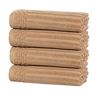 SUPERIOR 4 pc Soho Ribbed Textured Cotton Hand Towel Set