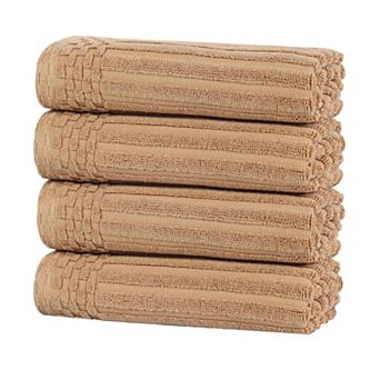 SUPERIOR 4 pc Soho Ribbed Textured Cotton Hand Towel Set
