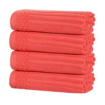 SUPERIOR 4 pc Soho Ribbed Textured Cotton Hand Towel Set