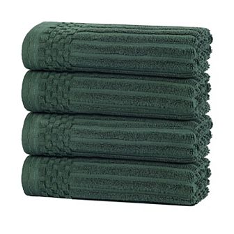 SUPERIOR 4 pc Soho Ribbed Textured Cotton Hand Towel Set