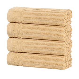 SUPERIOR 4 pc Soho Ribbed Textured Cotton Hand Towel Set
