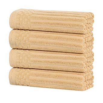 SUPERIOR 4 pc Soho Ribbed Textured Cotton Hand Towel Set