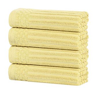 SUPERIOR 4 pc Soho Ribbed Textured Cotton Hand Towel Set