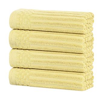 SUPERIOR 4 pc Soho Ribbed Textured Cotton Hand Towel Set