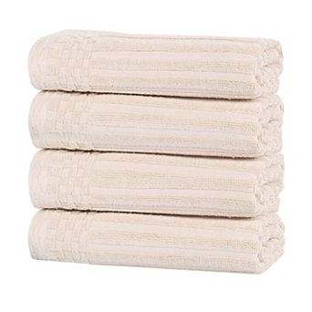 SUPERIOR 4 pc Soho Ribbed Textured Cotton Hand Towel Set