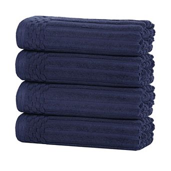 SUPERIOR 4 pc Soho Ribbed Textured Cotton Hand Towel Set