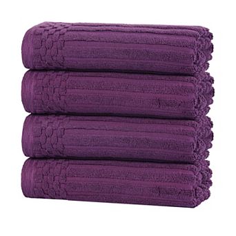 SUPERIOR 4 pc Soho Ribbed Textured Cotton Hand Towel Set