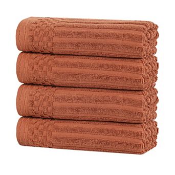 SUPERIOR 4 pc Soho Ribbed Textured Cotton Hand Towel Set
