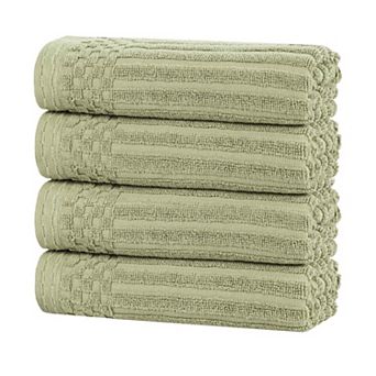 SUPERIOR 4 pc Soho Ribbed Textured Cotton Hand Towel Set
