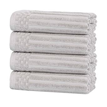 SUPERIOR 4 pc Soho Ribbed Textured Cotton Hand Towel Set