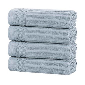 SUPERIOR 4 pc Soho Ribbed Textured Cotton Hand Towel Set