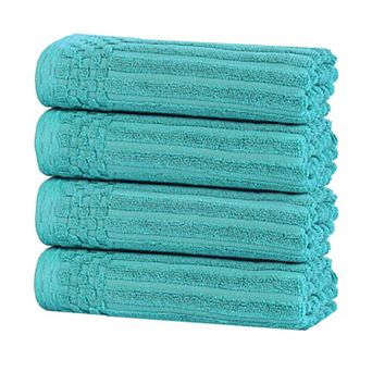 SUPERIOR 4 pc Soho Ribbed Textured Cotton Hand Towel Set
