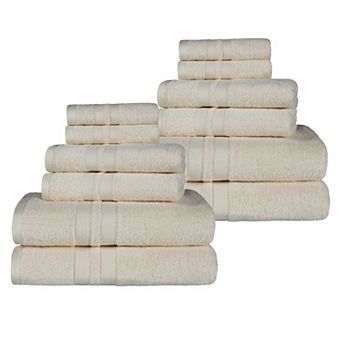 SUPERIOR 12 pc Ultra-Soft Cotton Solid Quick-Drying Towel Set