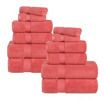 SUPERIOR 12 pc Zero Twist Cotton Solid Super Soft Absorbent Towel Set