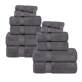 SUPERIOR 12 pc Zero Twist Cotton Solid Super Soft Absorbent Towel Set