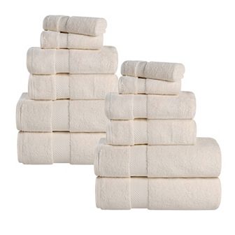 SUPERIOR 12 pc Zero Twist Cotton Solid Super Soft Absorbent Towel Set