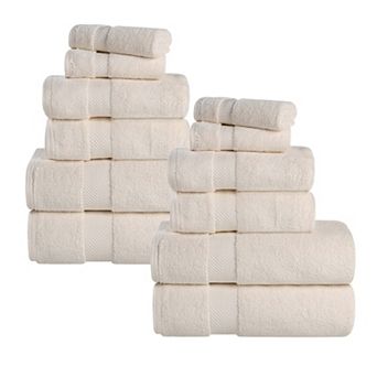 SUPERIOR 12 pc Zero Twist Cotton Solid Super Soft Absorbent Towel Set