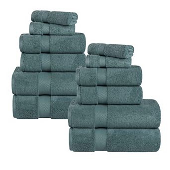 SUPERIOR 12 pc Zero Twist Cotton Solid Super Soft Absorbent Towel Set