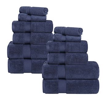 SUPERIOR 12 pc Zero Twist Cotton Solid Super Soft Absorbent Towel Set
