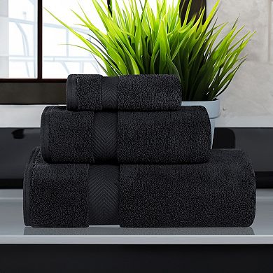 SUPERIOR 3 pc Zero Twist Cotton Solid Super Soft Absorbent Towel Set