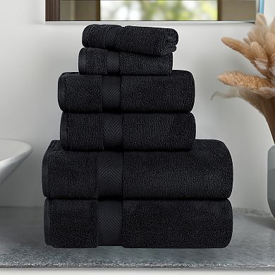 SUPERIOR 6 pc Zero Twist Cotton Solid Super Soft Absorbent Towel Set
