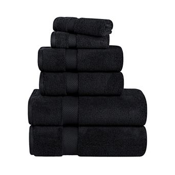 SUPERIOR 6 pc Zero Twist Cotton Solid Super Soft Absorbent Towel Set