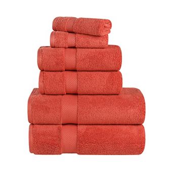 SUPERIOR 6 pc Zero Twist Cotton Solid Super Soft Absorbent Towel Set