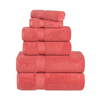 SUPERIOR 6 pc Zero Twist Cotton Solid Super Soft Absorbent Towel Set
