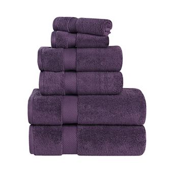 SUPERIOR 6 pc Zero Twist Cotton Solid Super Soft Absorbent Towel Set