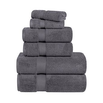 SUPERIOR 6 pc Zero Twist Cotton Solid Super Soft Absorbent Towel Set
