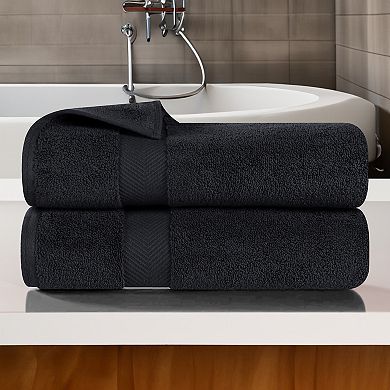 SUPERIOR 2 pc Zero Twist Cotton Solid Super Soft Absorbent Bath Towel Set