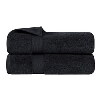 SUPERIOR 2 pc Zero Twist Cotton Solid Super Soft Absorbent Bath Towel Set