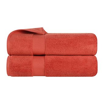 SUPERIOR 2 pc Zero Twist Cotton Solid Super Soft Absorbent Bath Towel Set