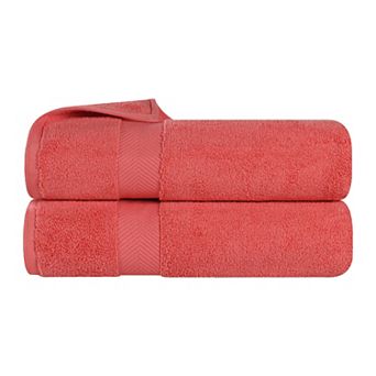 SUPERIOR 2 pc Zero Twist Cotton Solid Super Soft Absorbent Bath Towel Set